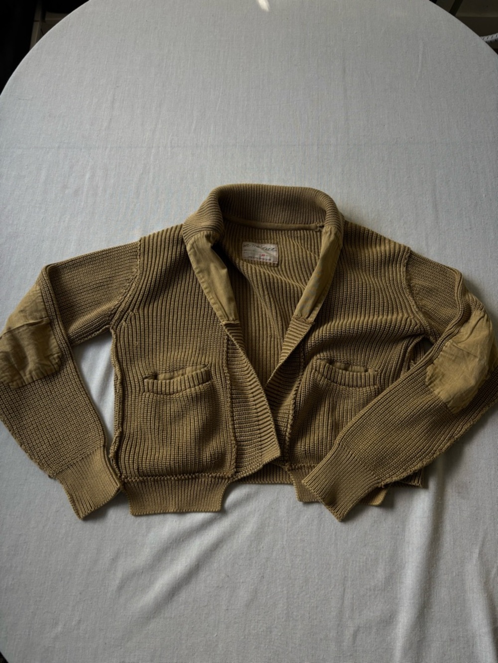 Free People Worn Thru Surplus Cotton Cardigan Beige XS Slouchy Knit - Picture 2 of 9